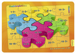 Lernpuzzle - Subtraktion. Die Zahlen von 1-20